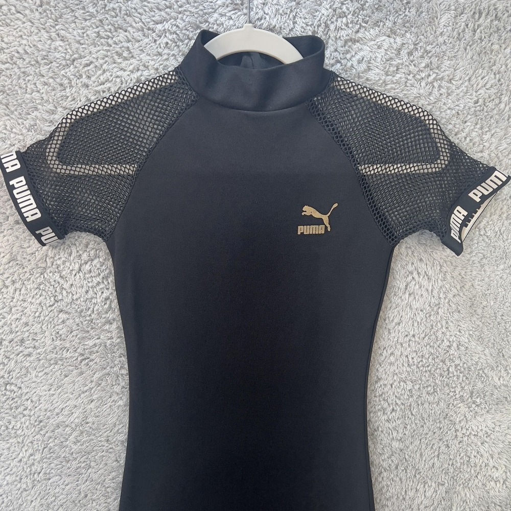 Puma Little Black Dress XS Whimsigoth Coquette Mesh Bodycon Stretchy Athletic - Picture 2 of 13